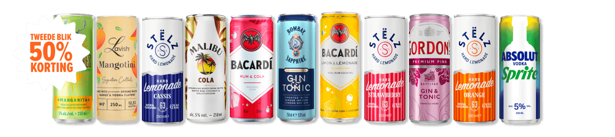 Mixdranken in blik tweede blik 50% korting
